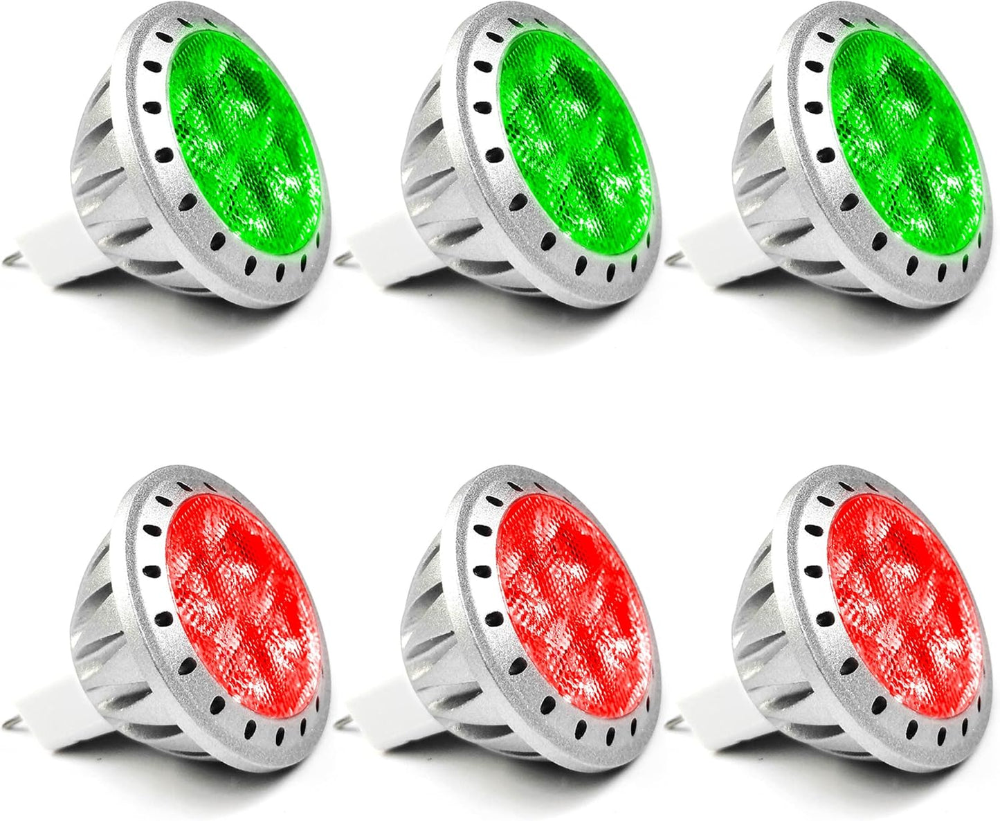 ALIDE Red Green MR11 GU4 Led Bulbs,Replace 10W 20W 35W Halogen,12V 3W Red Green MR11 for Christmas Holiday Decoration Outdoor Landscape Lighting,30 Deg,6 Pack Mix