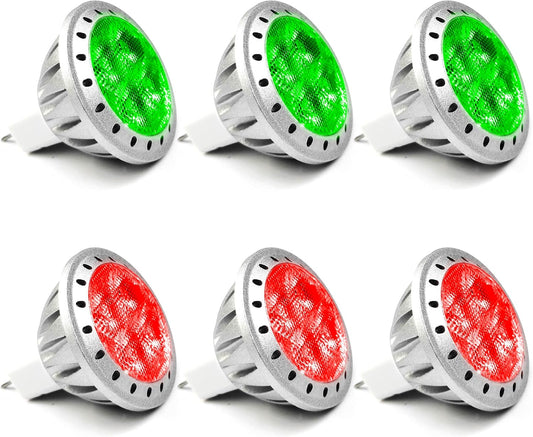 ALIDE Red Green MR11 GU4 Led Bulbs,Replace 10W 20W 35W Halogen,12V 3W Red Green MR11 for Christmas Holiday Decoration Outdoor Landscape Lighting,30 Deg,6 Pack Mix