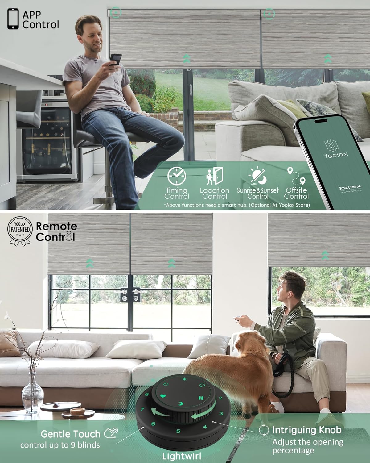 Yoolax Motorized Blinds with Remote, Smart Blinds for Windows Blackout Automatic Shades Compatible with Alexa Remote Control Roller Window Shades with Valance, Custom Size (V-Jungle Grey Feather)