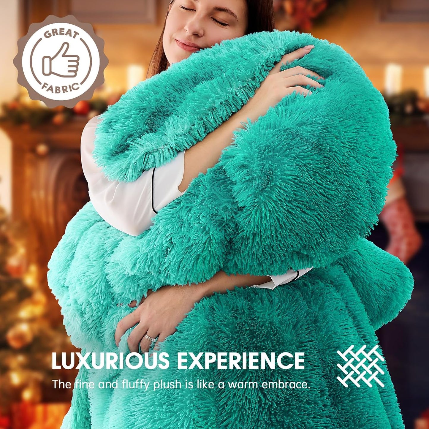 Heated Electric Blanket Throw–Faux Fur with Soft Thick Sherpa,Warm Winter Birthday Gifts for Women Grandma10 Heat Settings,5 Time Settings with Fast Heating, 50x60, Forest Mist