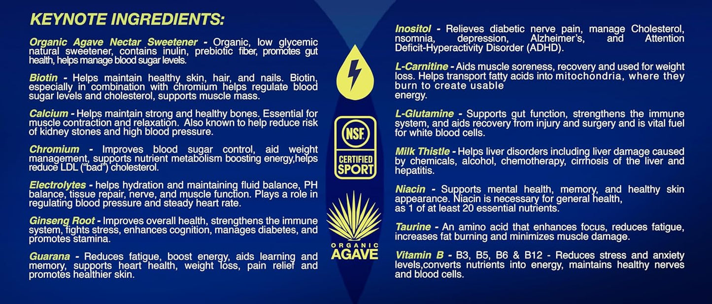 ProBaller Ultra Premium Energy Drink - Natural Clean NSF Certified Sport Drink with Amino Acids, Taurine, Biotin, Organic Agave, Vitamin B 12 Methylcobalamin, & Electrolytes - 15 Pack - Citrus