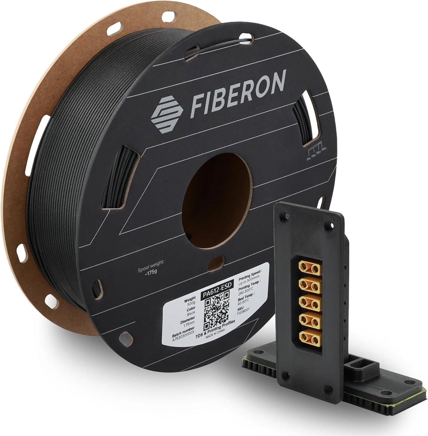 Polymaker Fiberon PA612-ESD 3D Printer Filament 1.75mm 0.5kg, ESD-Safe Carbon Fiber Nylon, Heat Resistant to 150°C, Chemical Resistant, Industrial Grade Strength, PCB Fixtures, Electronics Housings