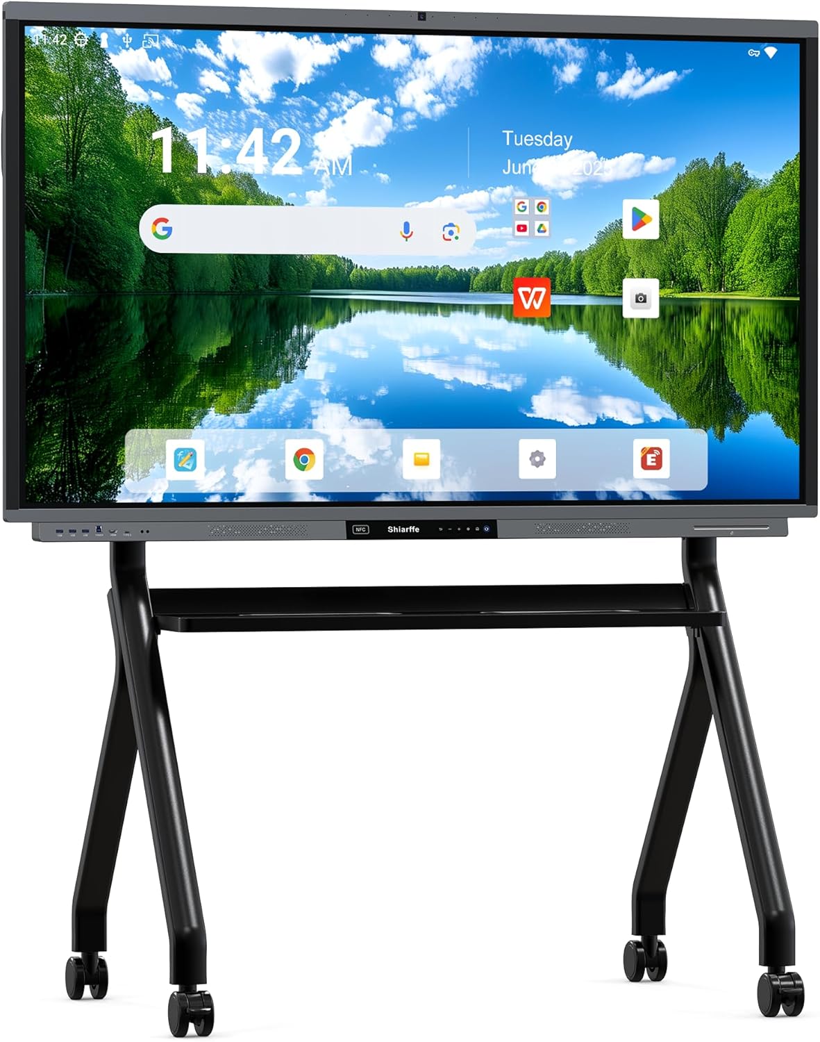 Shiarffe R9 Ultra Portable Smart Board 65" EDLA-Certified Digital Whiteboard, 4K Touchscreen Interactive Display Built-in AI Camera for Classroom Office Hybrid Work Home, Android OS