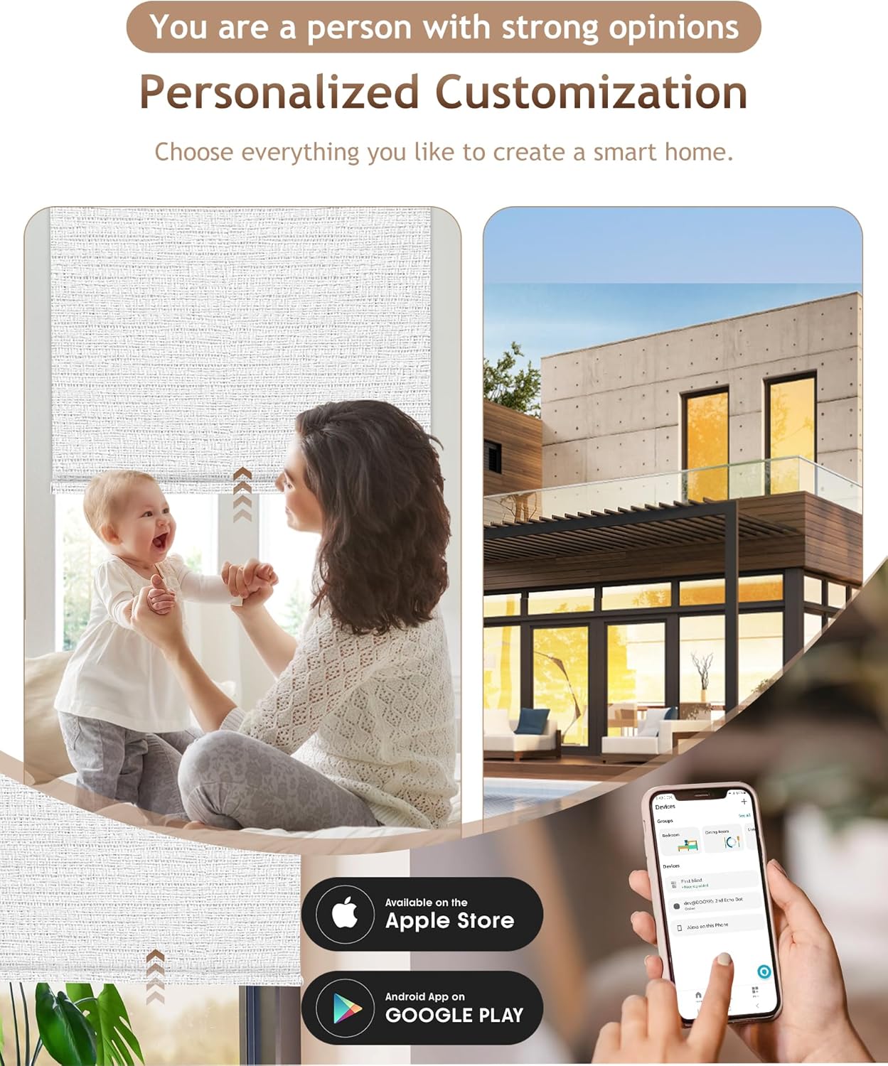 Kincmo Motorized Blinds with Remote,100% Blackout Motorized Roller Shades Work with Apple Homekit,Alexa,Google, Custom Electric Blinds with App,Voice Control (Aqua Waves White)