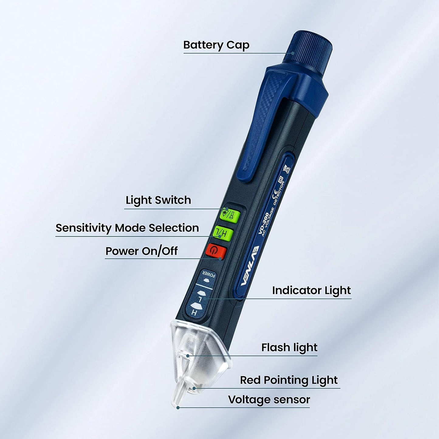 Voltage Tester, Non Contact Voltage Detector, Circuit Tester Dual Range Voltage Sniffer 12V-1000V/48V-1000V, Live Wire Tester with Alarm and Flashlight, Electrical Tester with LCD Display