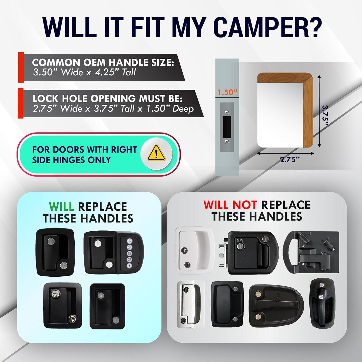 LATCH.IT Black RV Door Lock Replacement | All Metal RV Door Handle Fits 2.75"x3.75" Holes | Camper Door Lock | RV Latch | Camper Lock Replacement | RV Door Latch for Trailers, Fifth Wheels & More
