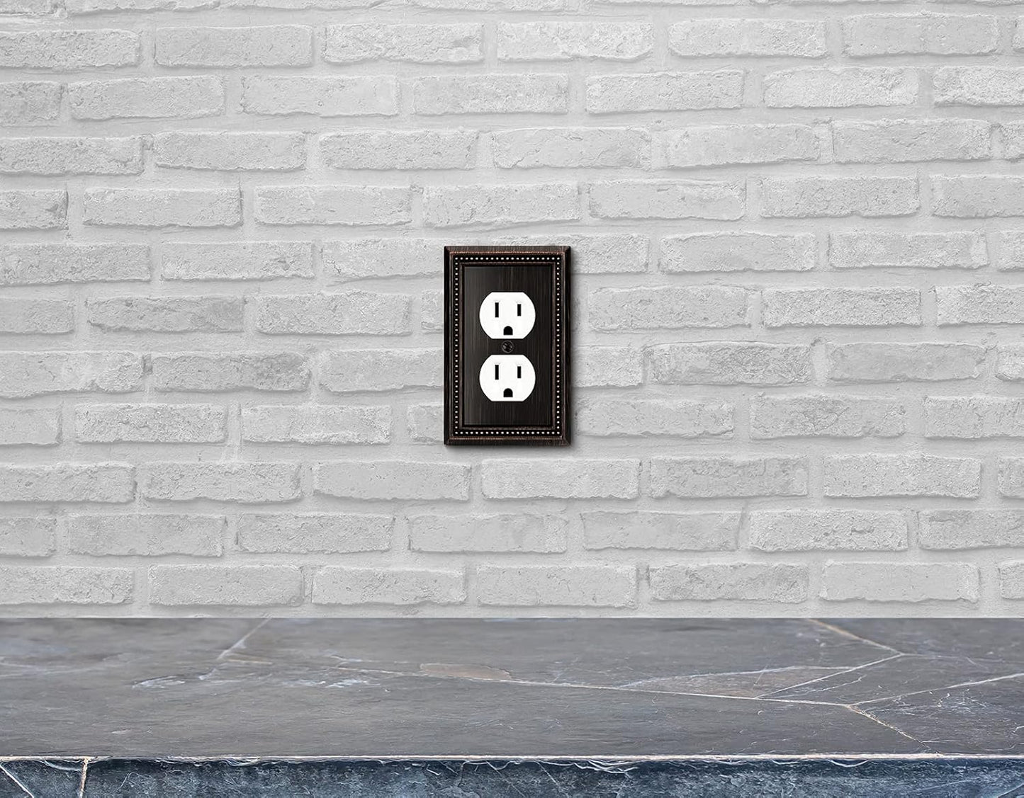 Henne Bery Sunken Pearls Heavy Duty Decorative Wall Plate Switch Plate Outlet Cover (Single Duplex, 2 Pack, Aged Bronze)