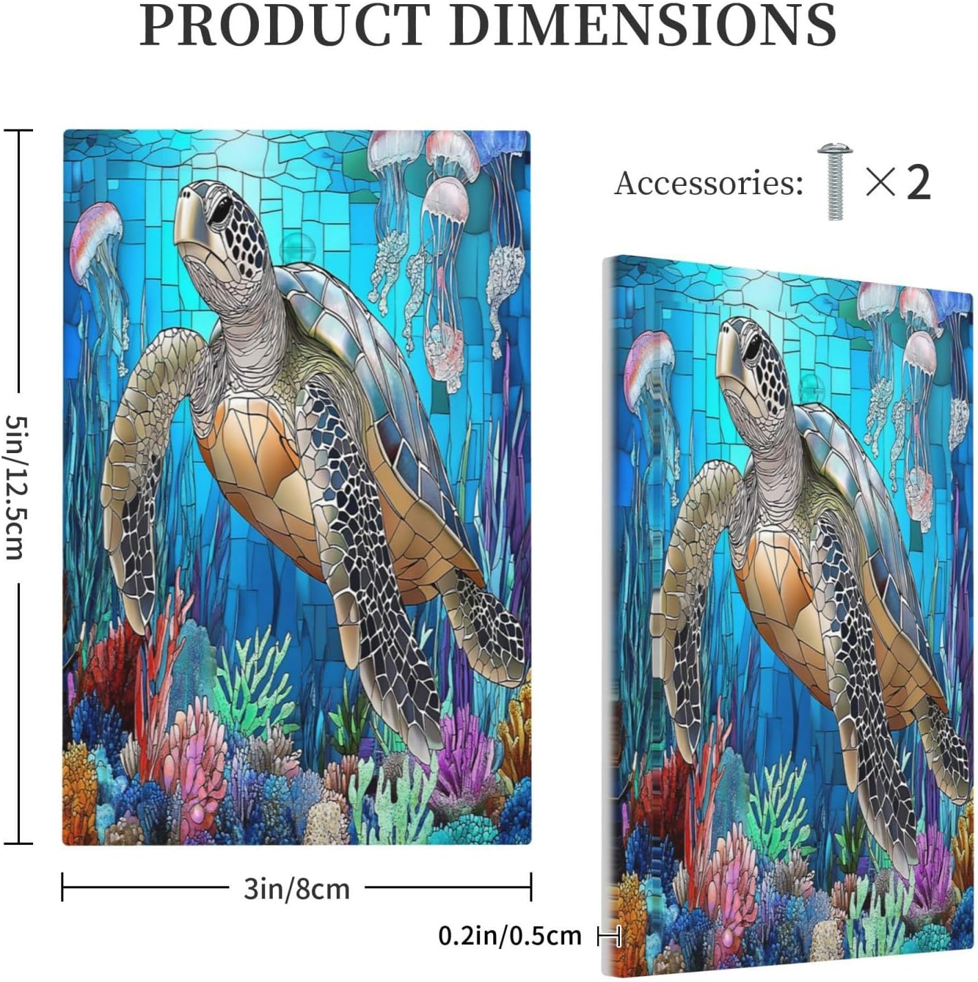 Light Switch Cover Plate Nautical Sea Turtle Coral Jellyfish 1 Gang No Device Blank Electrical Wall Plates Faceplate Decorative Switch Plate For Kids Room Nursery Decor