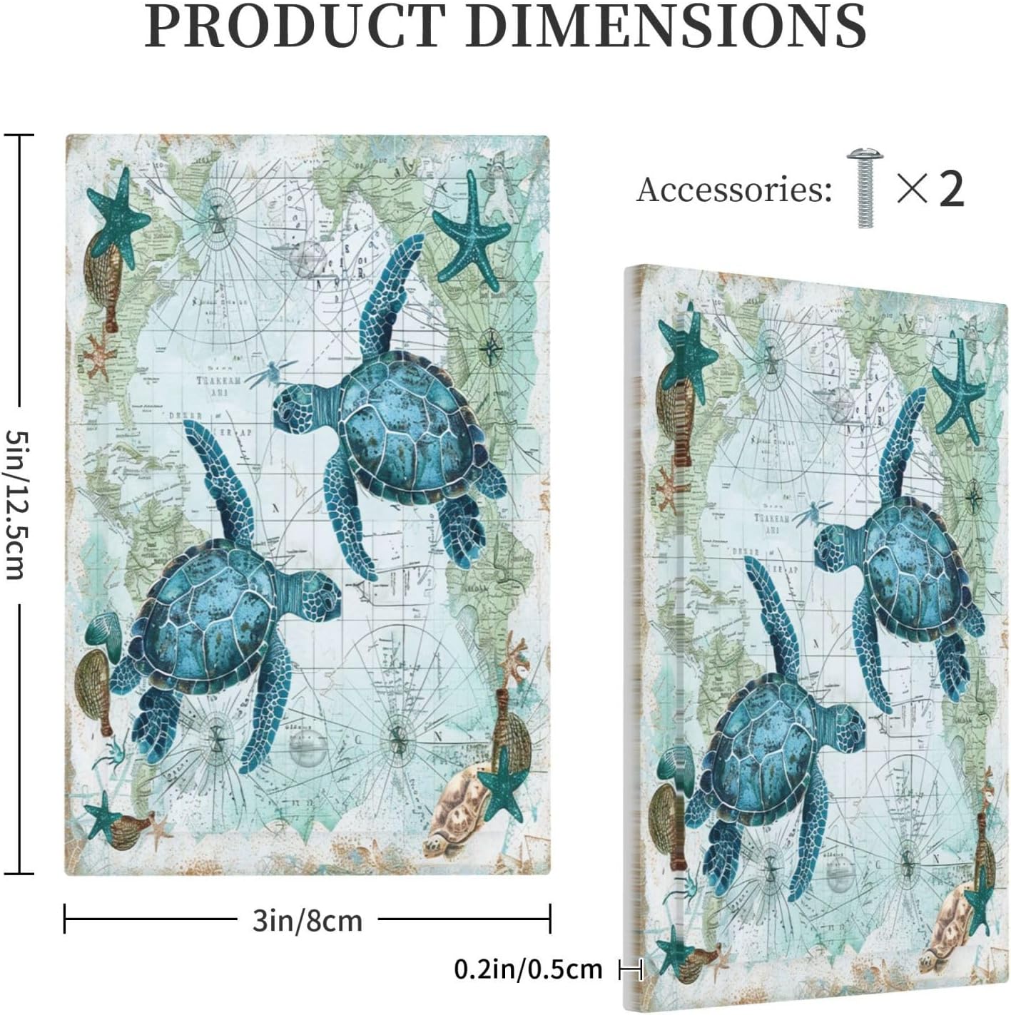 Light Switch Cover Plate Nautical Green Sea Turtles Beach Blue Ocean 1 Gang No Device Blank Electrical Wall Plates Faceplate Decorative Switch Plate For Bathroom Kids Room Decor