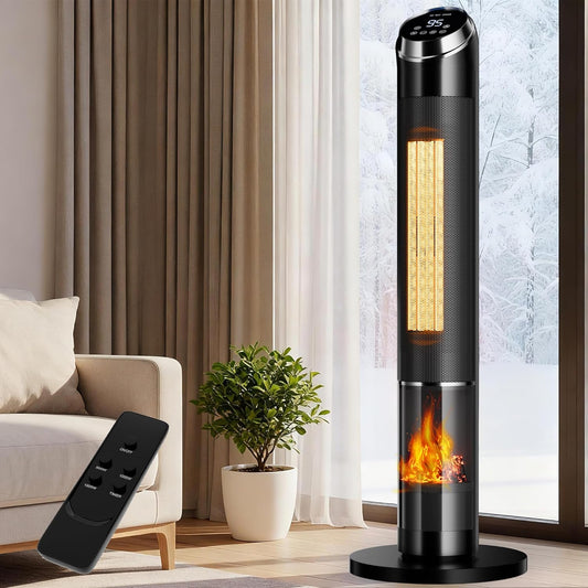 Space Heaters for Large Room, 1500 W Electric Heater with Thermostat, 24H Timer, Indoor Heater with 80°Oscillation, Heaters with Tip-over & Overheat Protection for Indoor Office Use(37IN)