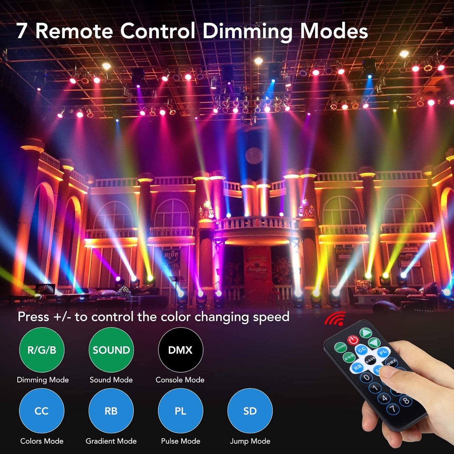 Dj Lights, 8 Pack 36 LED Par Lights Stage Lights with Sound Activated Remote Control & DMX Control, Stage Lighting Uplights for Wedding Club Music Show Christmas Holiday Party Lighting