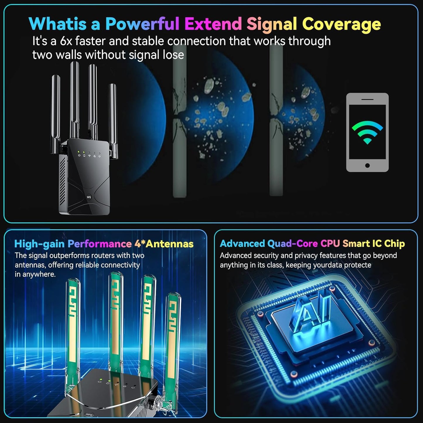 2026 WiFi Extender Signal Booster for Home, 15555 Sq.ft Long Range Internet Repeater-95% Faster,Strongest Wireless Router Amplifier w/Ethernet Port,Mesh Wi-Fi Repeater Support 99% Devices,1-Tap Setup