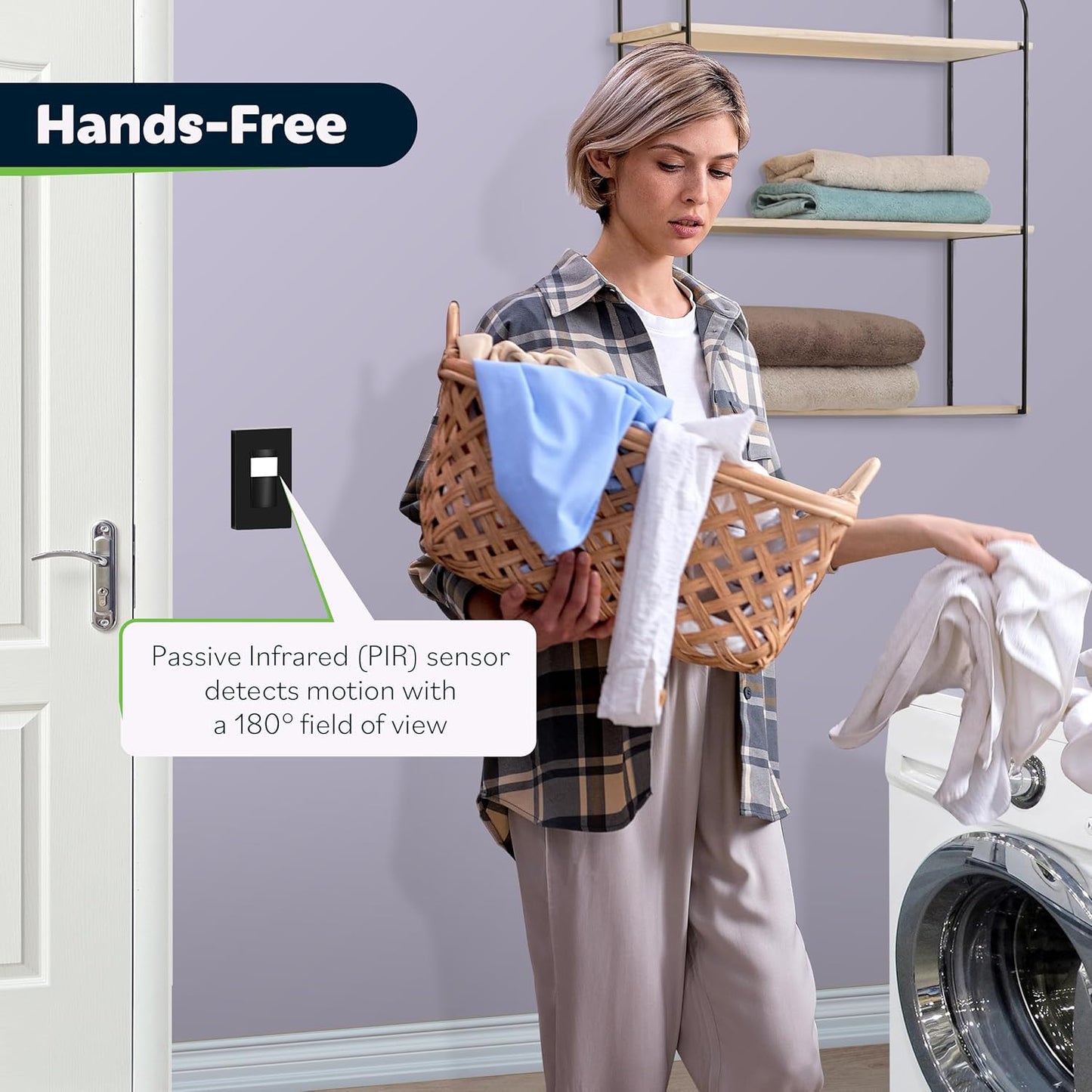 TOPGREENER PIR Motion Sensor Light Switch, Occupancy & Vacancy Motion Sensor Switch, 𝐎𝐩𝐞𝐫𝐚𝐛𝐥𝐞 𝐖𝐢𝐭𝐡𝐨𝐮𝐭 𝐆𝐫𝐨𝐮𝐧𝐝 𝐖𝐢𝐫𝐞, No Neutral Wire, Single Pole, TDOS5-HL-BK, Black