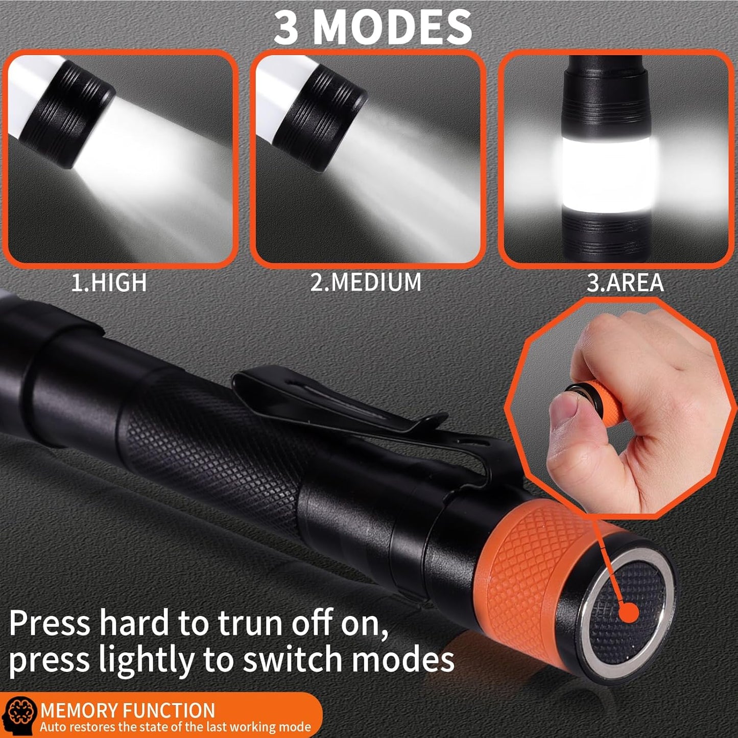 KunHe Probe 4 Pack LED 250 Lumens Pen Flashlight High Lumens with AA*8 Alkaline Batteries(Included) and Magnetic Base for Inspection Repair Engineer Gift for Husband Dad