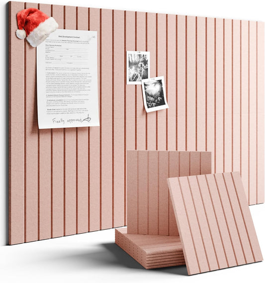 Large Felt Bulletin Board 36" x 24" Cork Board Alternative-6 Pack with 40 Safe Removable Adhesive Tabs, Cork Boards for Walls Cork Board for Home Office Classroom Pin Board (Pink)