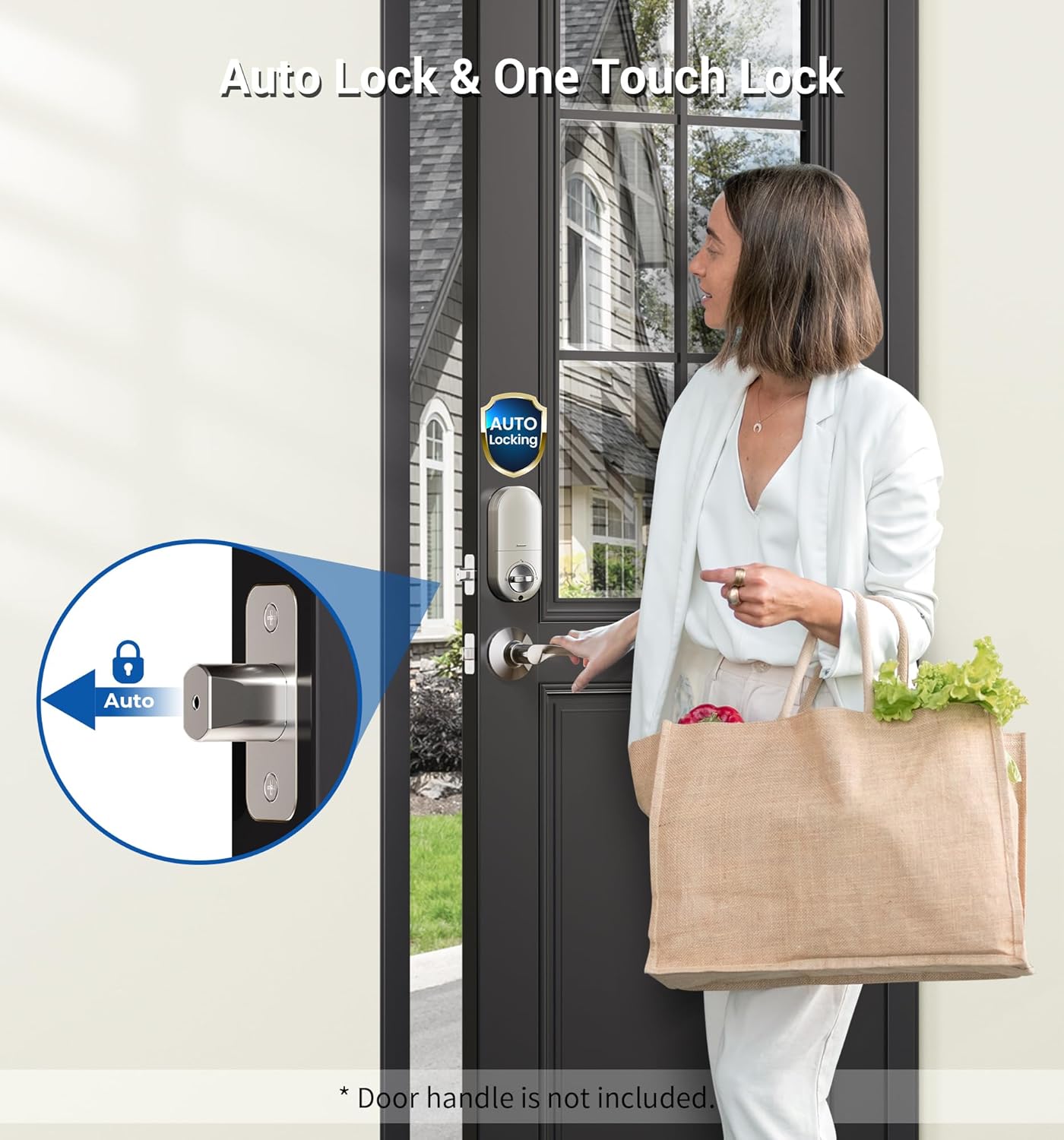Veise Keyless Entry Door Lock, Electronic Keypad Deadbolt, Keyed Entry, Auto Lock, Anti-Peeking Password, Back Lit & Easy Installation Design, Satin Nickel
