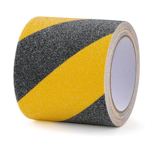 Anti Slip Safety Grip Tape 4 Inch x 60 Ft, Non Skid Tread for Stairs, Steps, Floors, Caution Dangerous Zones, Indoor and Outdoor Use (Yellow and Black)