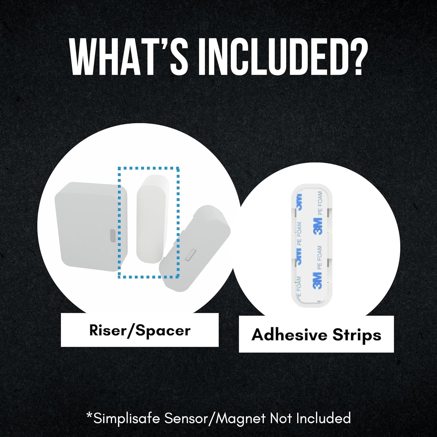 Magnet Riser Compatible with SimpliSafe | Alarm Contact Spacer with 3M Adhesive | Alarm Riser - Sensor/Magnet Not Included (1 Pack - 1/2 inch)