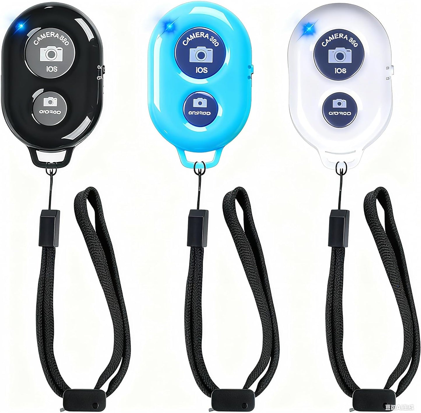 Wireless Remote Shutter for Cellphones and Tablets (3 Pack), AOQIYUE Bluetooth Remote for iPhone/Android Camera Control, Selfie Clicker for Photos and Videos - Wrist Strap Included