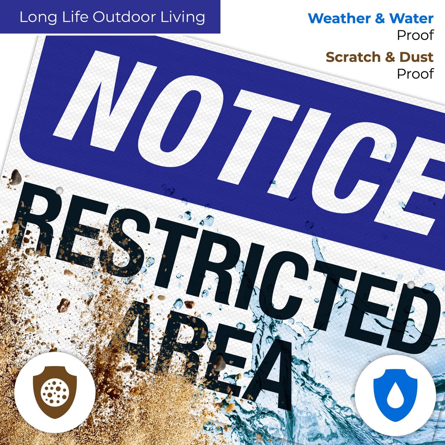 Notice Restricted Area Sign, 18x24 Inches, 3M EGP Reflective .080 Aluminum, Fade Resistant, Made in USA