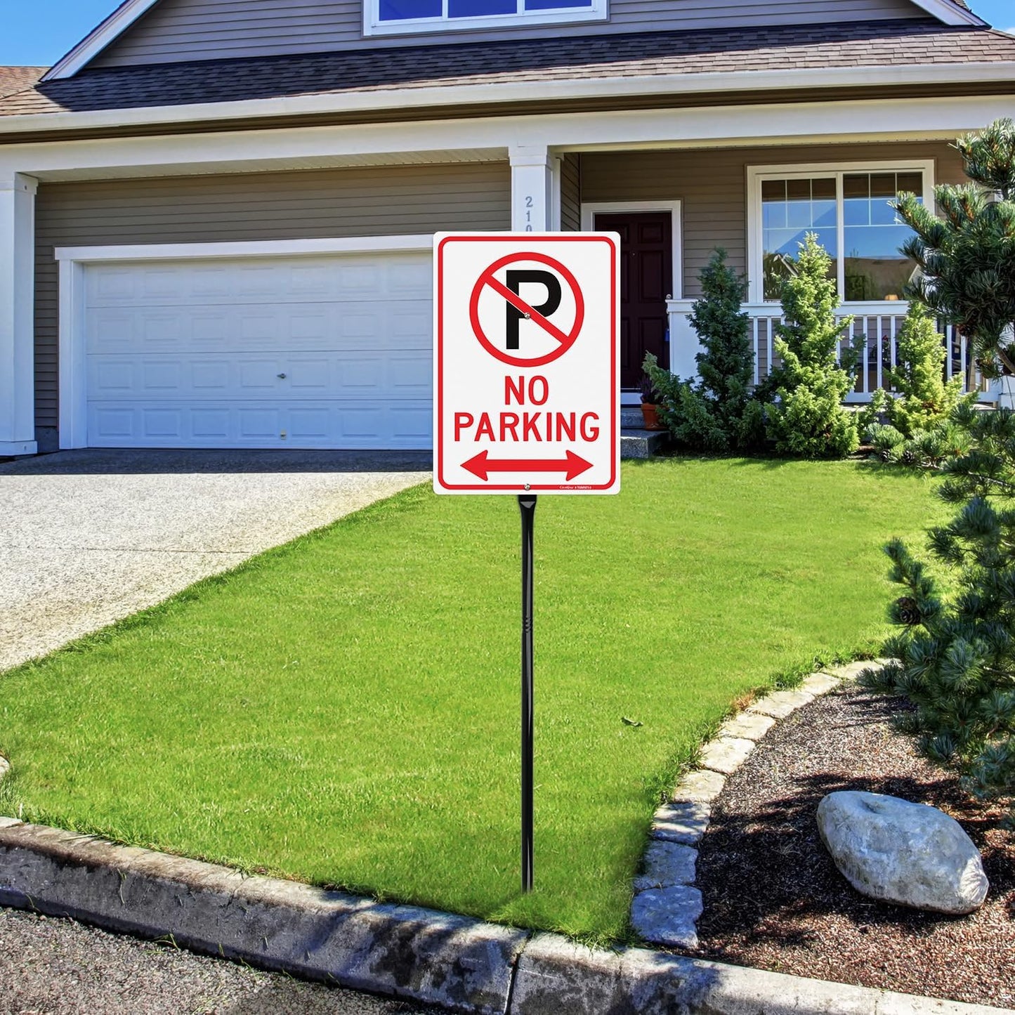 GicnKeuz Large No Parking - 14"x10" No Parking Signs with 36" Heavy Duty Metal Stakes, .040 Aluminum Reflective Signs, Fade Resistant/Waterproof, Including Screws, Easy to Install, Outdoor Use (2 Pack)