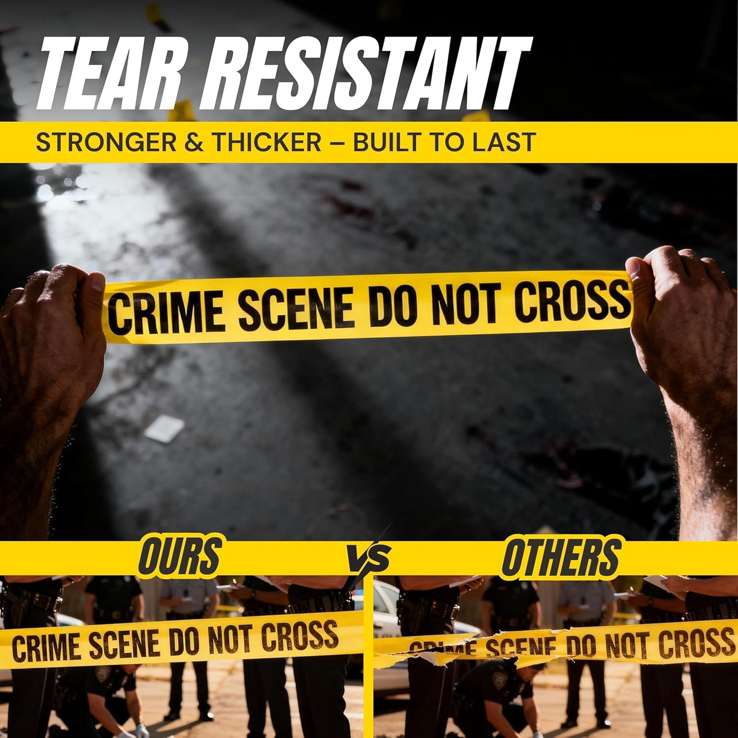 Crime Scene Do Not Cross Tape 12 Pack 3 inch x 1000 feet, Bright Yellow with a Bold Black Print for High Visibility • Tear Resistant Design