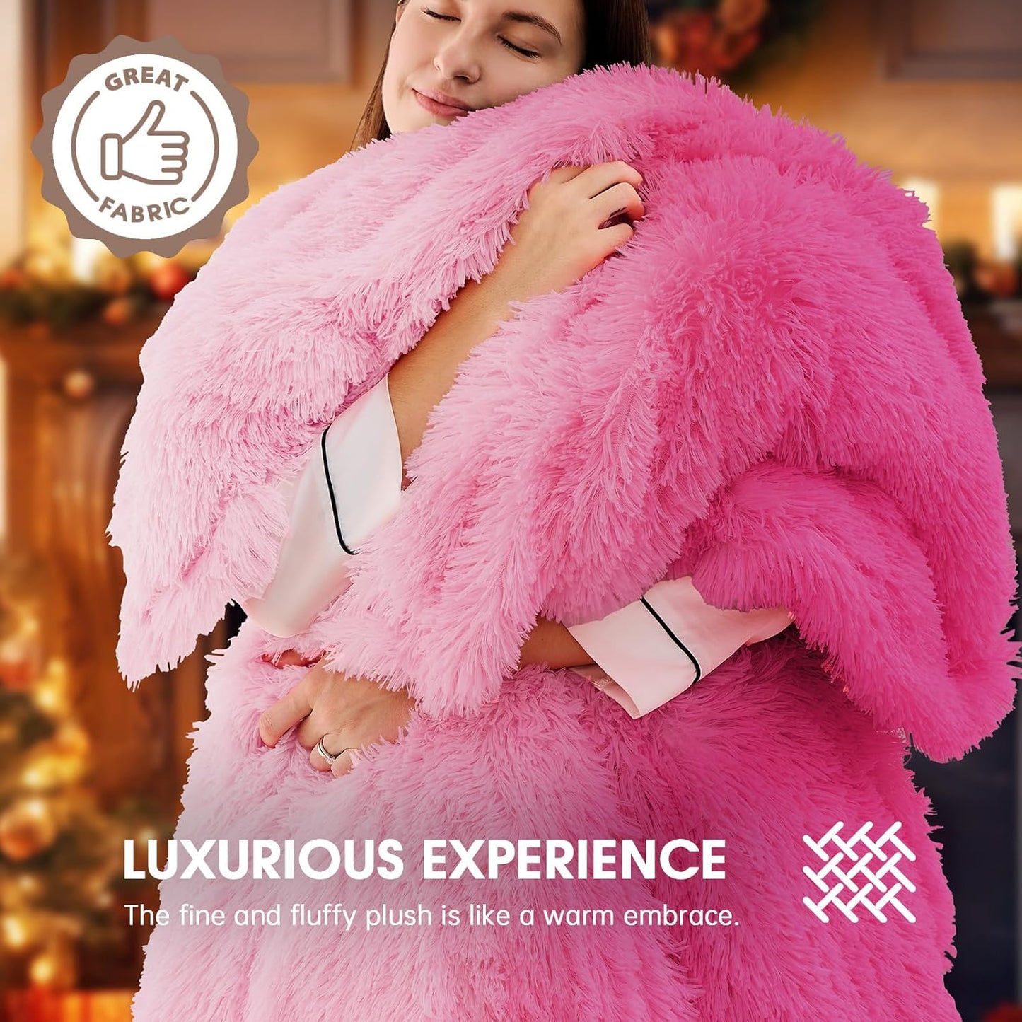 Heated Electric Blanket Queen,Warm Winter Birthday Gifts for Women Her Grandma–Faux Fur with Soft Sherpa,10 Heat Settings,5 Time Settings with Fast Heating, 84x90, Rose Red