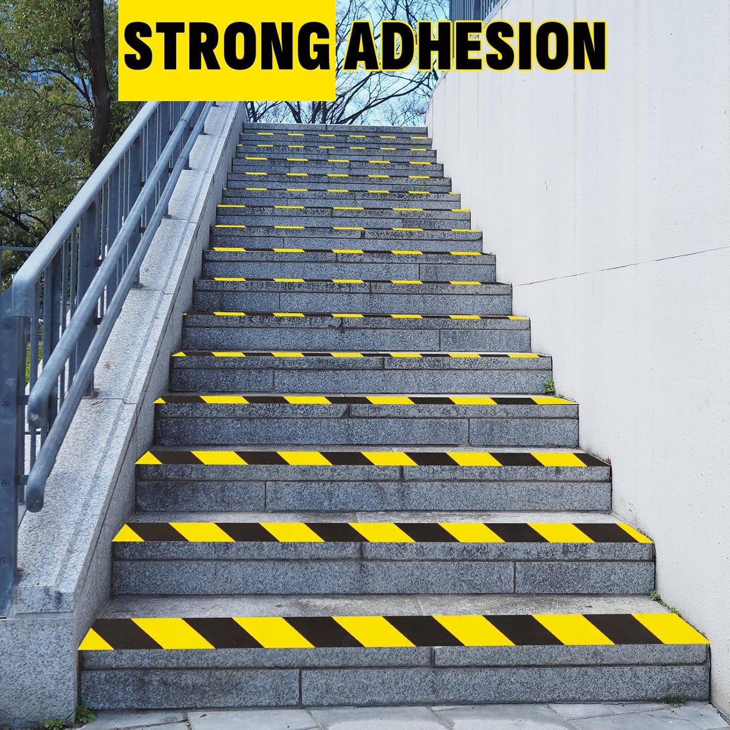 6 Roll Black & Yellow Caution Tape, 2'' x 1200 FT Total Length Safety Tape, Black & Yellow Floor Marking Tapes, High Adhesive Hazard Tapes for Floors, Walls, Staircase, Equipment, Dangerous Area