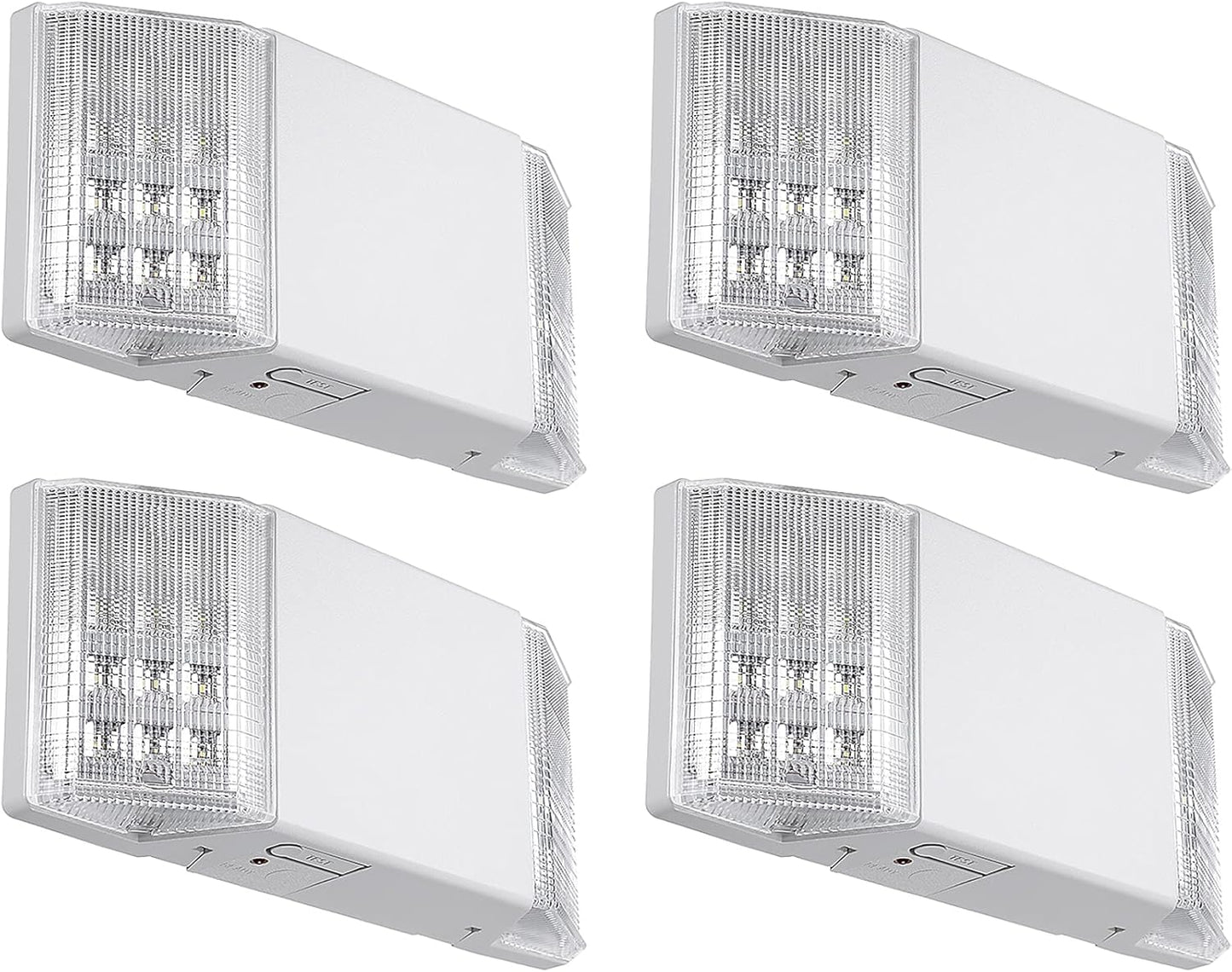 TORCHSTAR LED Emergency Lighting, Commercial Emergency Lights with Battery Backup, UL Listed, Two Square Heads, AC 120/277V, Hardwired Emergency Exit Light Fixtures for Business, Pack of 4