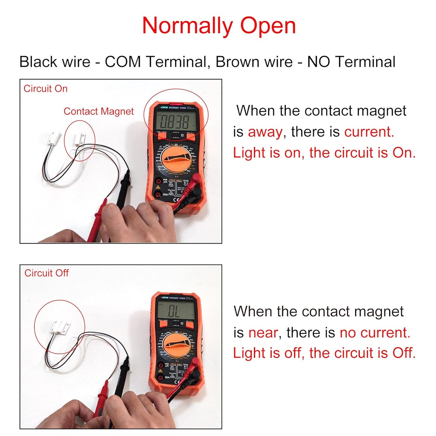 Magnetic Reed Switch NC NO COM Surface Mount Wired Door Window Contact Sensor with Adhesive Paper for Home Security and Burglar Alarm Systems MC-38 5pcs
