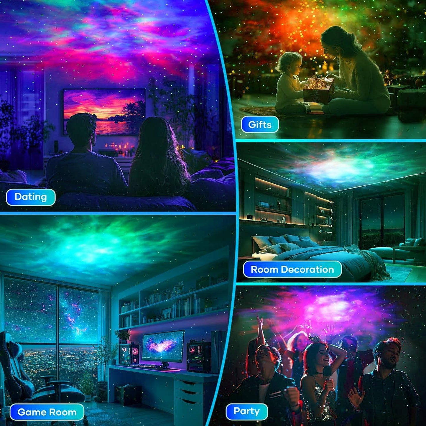 Galaxy Projector for Bedroom, Star Projector,Smart APP & Voice Control Galaxy lamp, Compatible with Alexa & Google Home, for Kids Adults Bedroom,Room Decor,Game Room,Party (Green Stars)