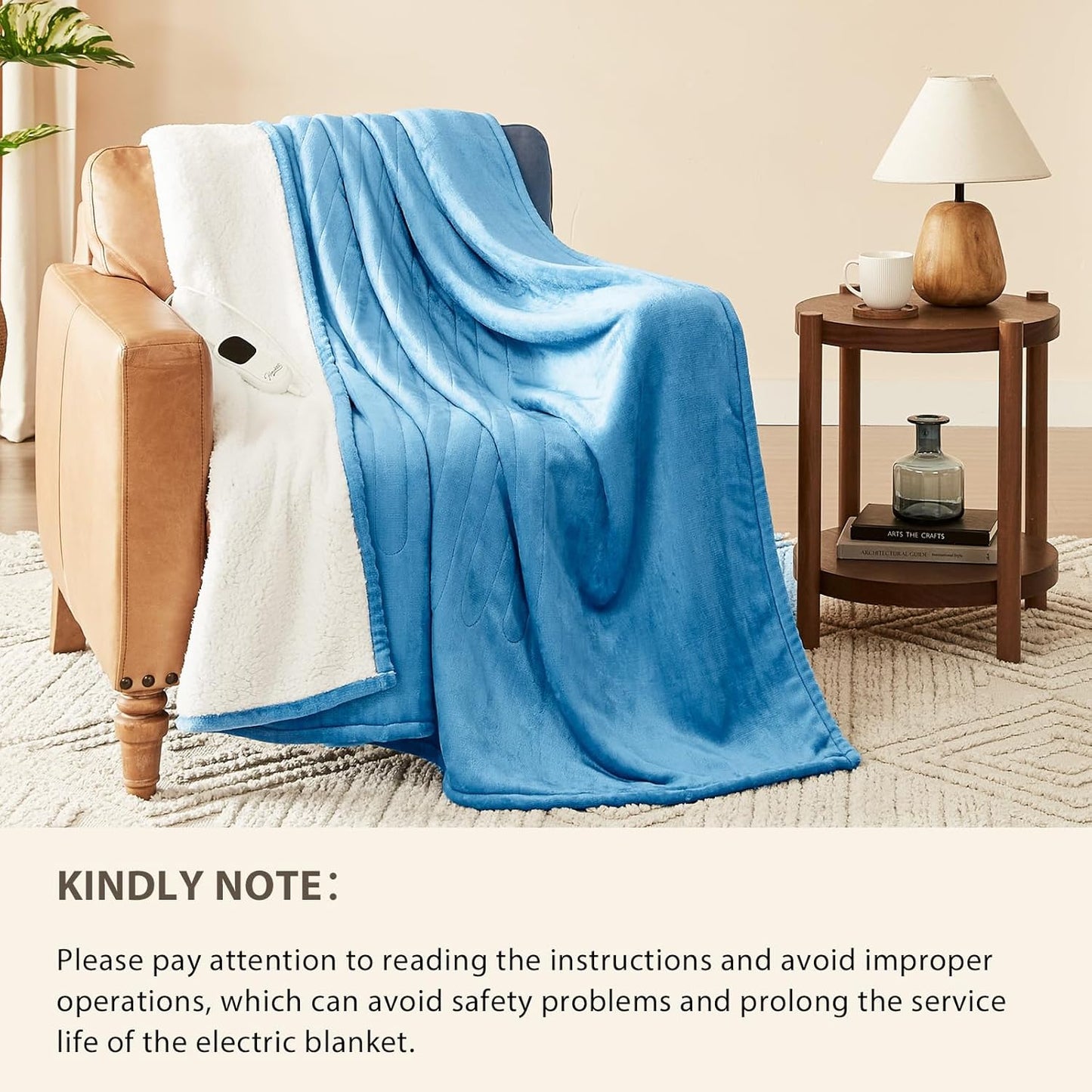 Homemate Electric Heated Blanket Full Size - 72"x84" Heating Blanket Full Size 1/2/4/6/8 Hours Auto-Off 10 Heat Level Over-Heat Protection Flannel Sherpa ETL Certification