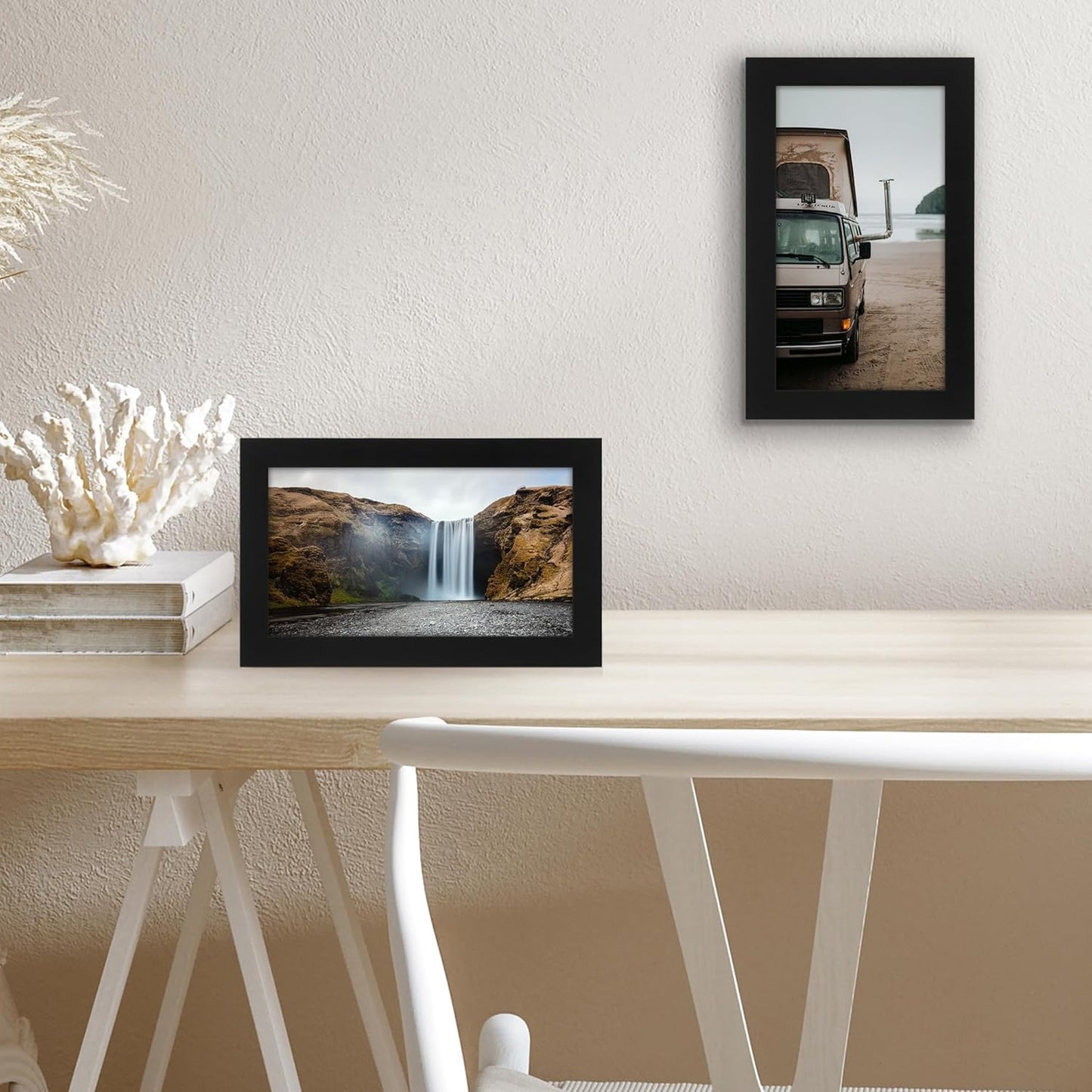 Americanflat 5x9 Picture Frame with Shatter-Resistant Glass - Signature Collection - Gallery-Style Frames Made of Engineered Wood - Photo Frame for Tabletop and Wall Display - Black