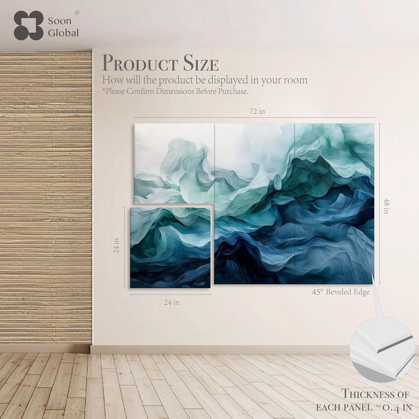 Acoustical Wall Panels, 72 X 48 Inches Art Acoustic Panels, Decorative Acoustic Panels, Acoustic Wall Panels, Sound Absorbing Wall Art, Aqua Dreams