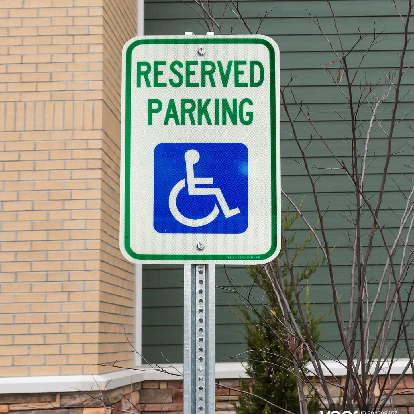 (1 Pack) Handicap Parking Sign, Reserved Parking Sign, Large 18" x 12" Engineer Grade Reflective Sheeting, Rust Free Aluminum, Weather Resistant, Waterproof, Fade Resistant, 2 Pre-drilled Holes