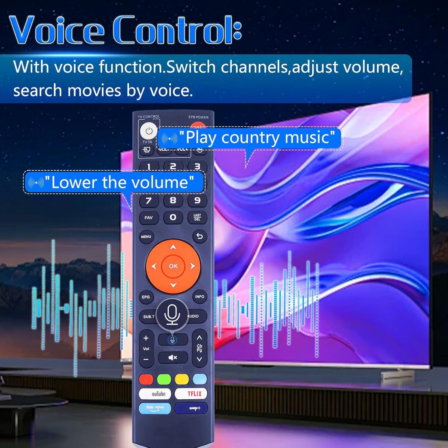 New V3 Plus Voice Remote Control, Replacement Compatible with vSeeBox V3 Plus V3 Pro Smart Bluetooth Voice Remote Control