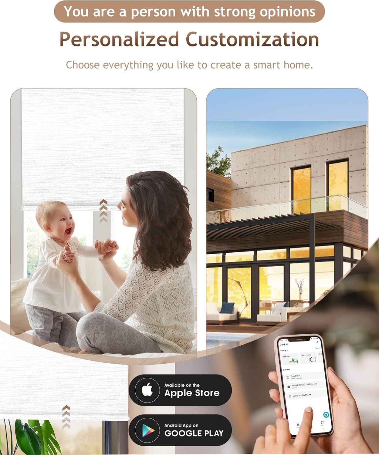 Kincmo Motorized Blinds with Remote,100% Blackout Motorized Roller Shades Work with Apple Homekit,Alexa,Google, Custom Electric Blinds with App,Voice Control (Serene White)