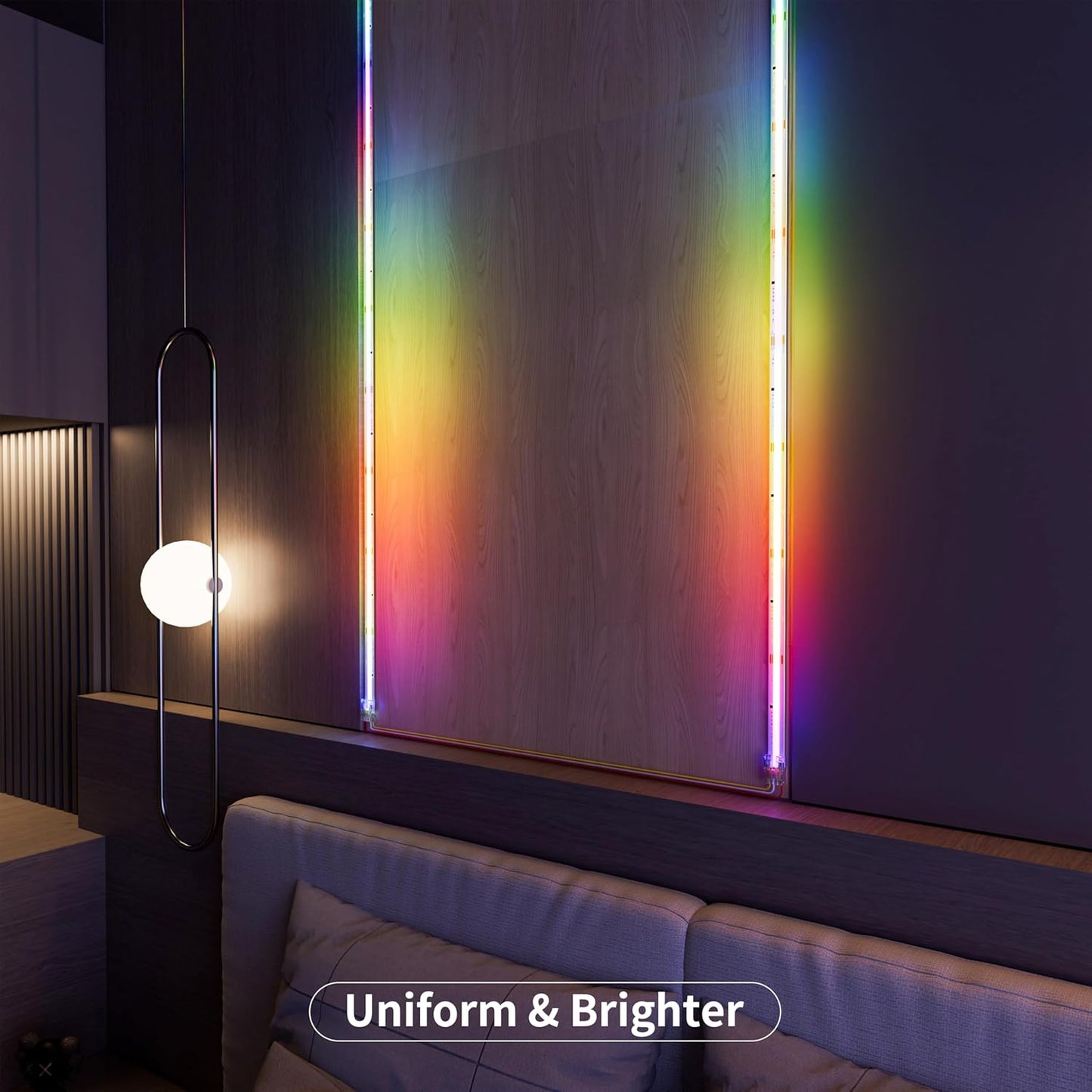 RGB Smart IC COB LED Strip Light,32.8ft Color Chasing Flexible DC24V LED Tape Light,WS2811 Addressable RGB Ribbon,for Party/Home/Office DIY Lighting Projects(Power Supply&Controller NOT Included)