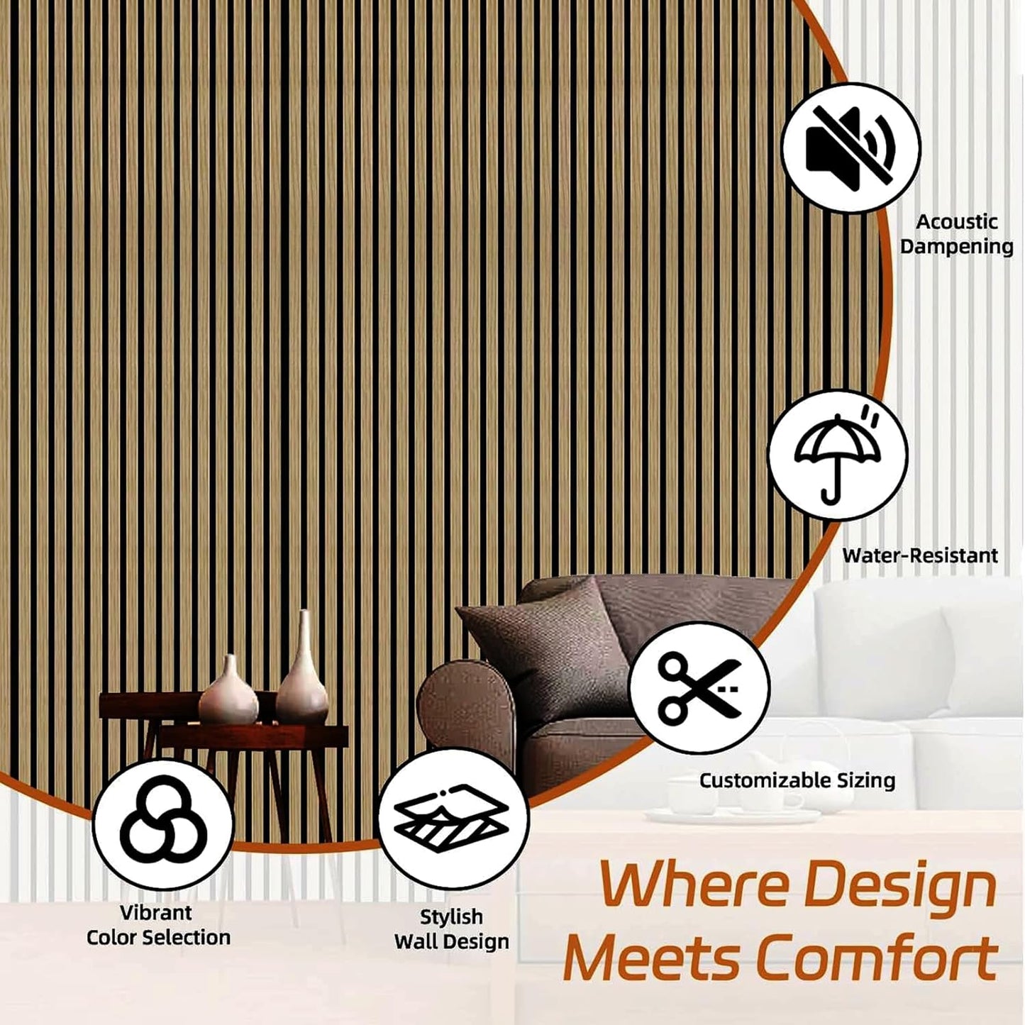 Wood Wall Panels, 45.3" x 23.6" Acoustic Panels for Wall and Ceiling, 3D Fluted Sound Absorbing Panel for Interior Wall Decor Noise Reduction (2Pcs-White Oak)