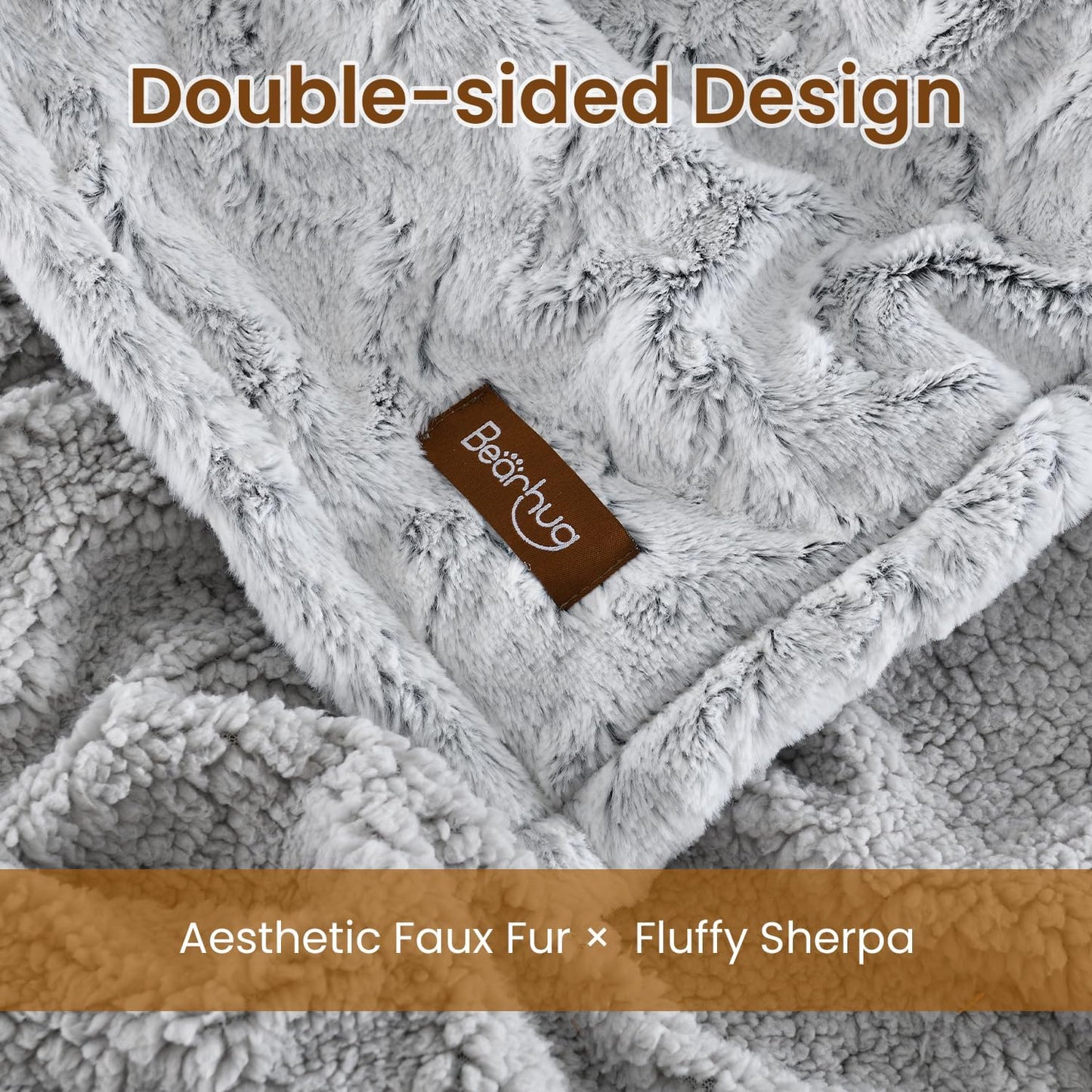 Bearhug Electric Blanket King Size 100" x 90" Dual Controllers Heated Blanket, 10 Heat Settings, 1-12 Hour Auto Shut-Off, Faux Fur & Sherpa Dual-Sided, Machine Washable, Gift-Ready Elegant Packaging