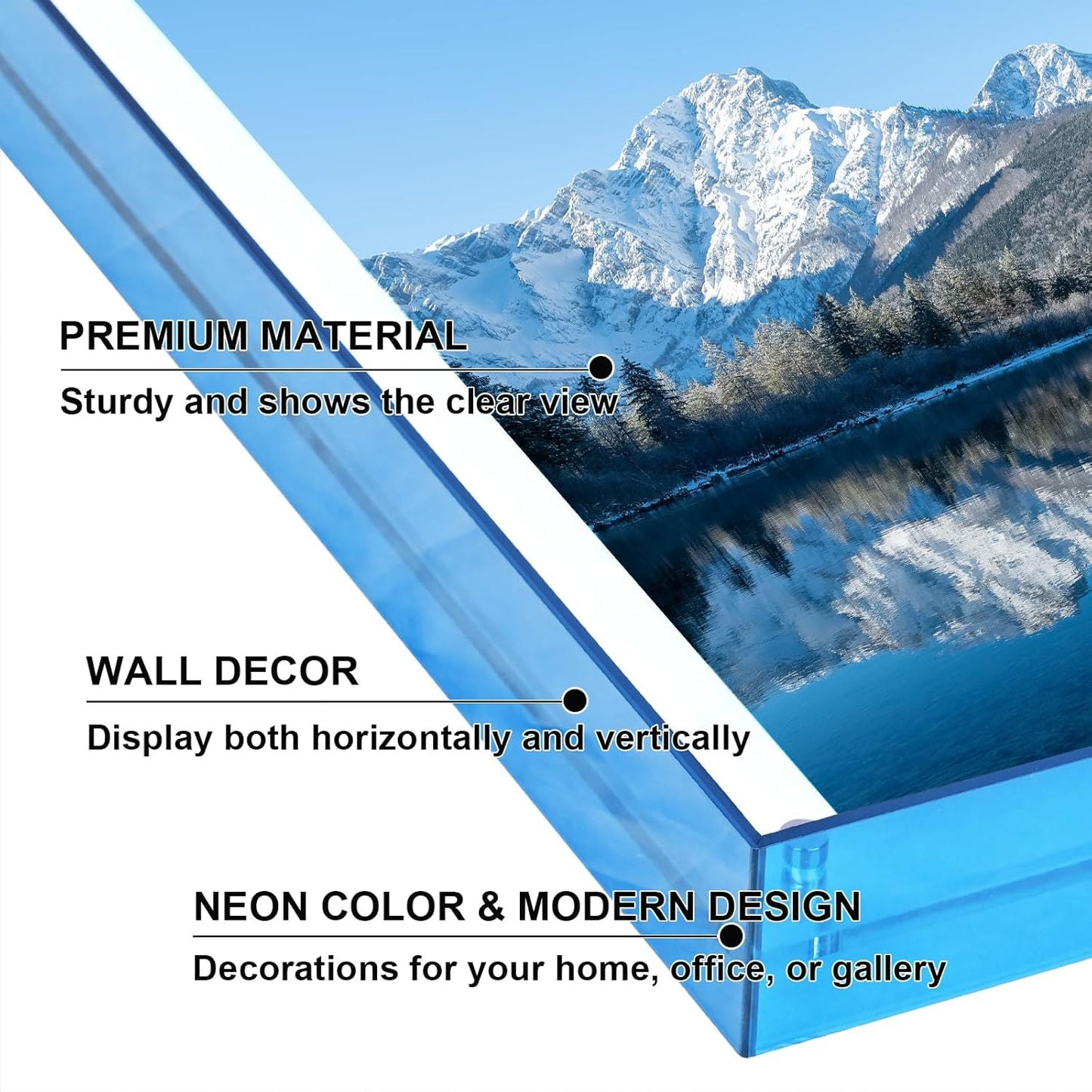 5x7 Picture Frame, Stunning Color Acrylic Photo Frames, Wall & Tabletop Display Frames, Modern Floating Style for Home Office Decoration, Blue (1 Pack)