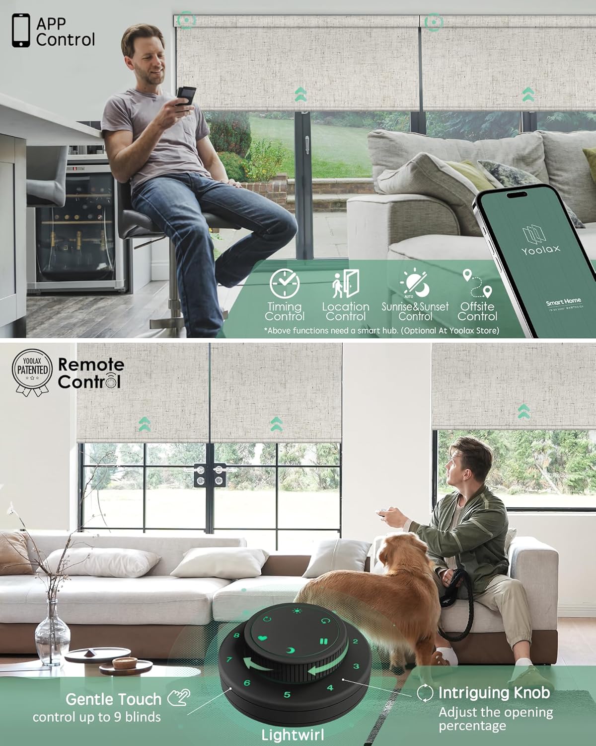Yoolax Motorized Blinds with Remote, Smart Blinds for Windows Blackout Automatic Shades Work with Alexa Remote Control Roller Window Shades with Valance, Custom Size (Linen Beige)