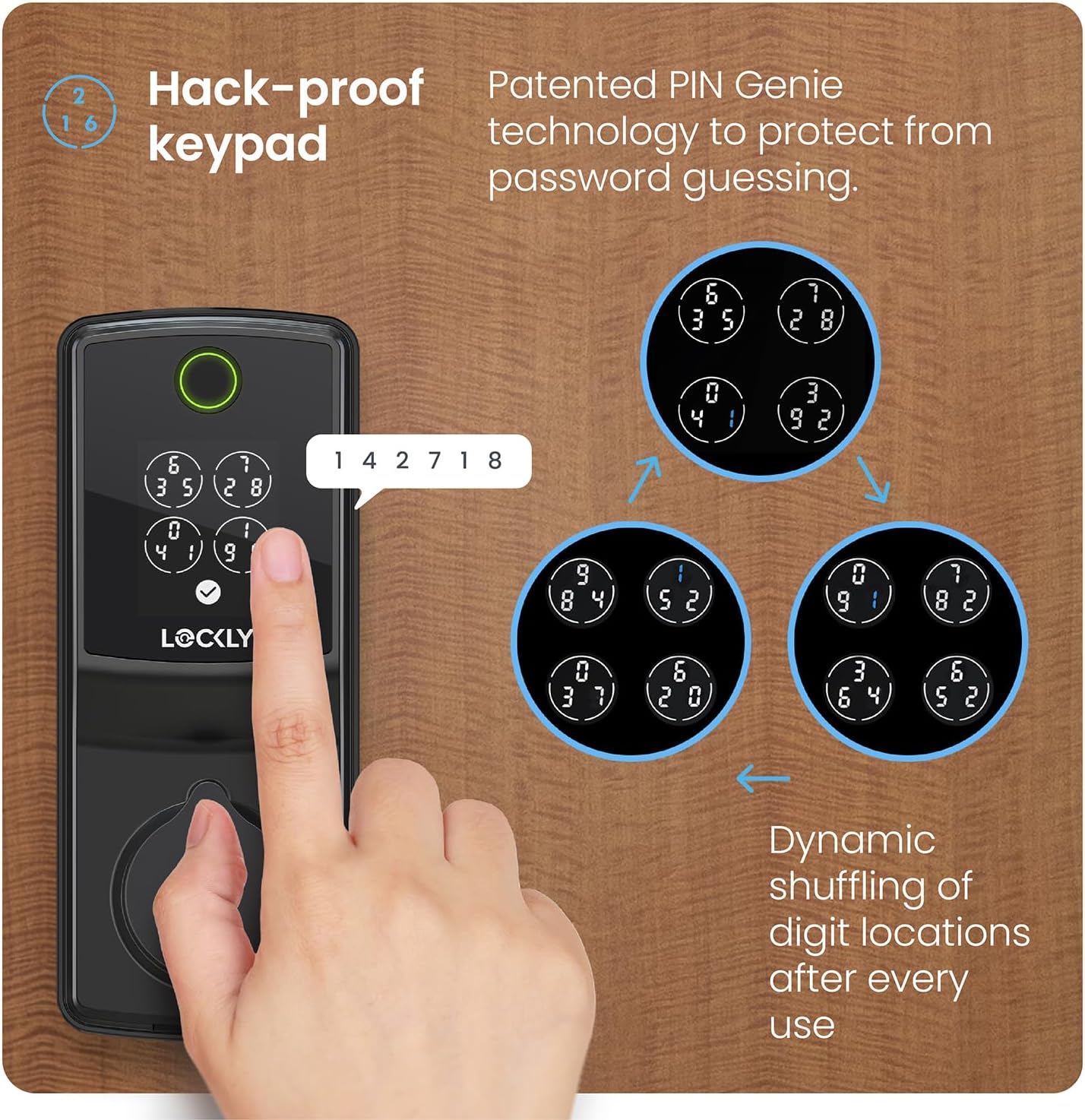 Lockly Secure Pro (2025 Latest Version), Smart Lock with Built-in Wi-Fi, New-Gen Fingerprint Door Lock, Keyless Entry Deadbolt, PIN Genie Keypad, Auto Lock, App Remote Control, Easy Installation