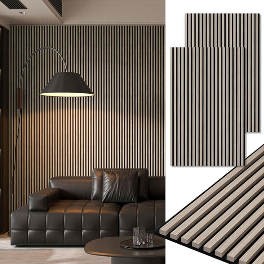 Art3d 2-Pack 48" x 24" Acoustic Wood Panels for Wall, Soundproof Wood Slat Panel for Wall and Ceiling, 3D Fluted Sound Absorbing Paneling for Interior Wall Decor, Living Room, Bedroom - Oak