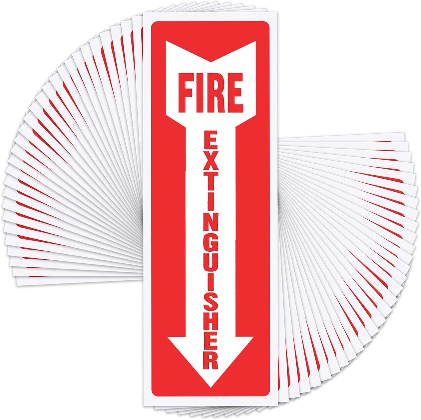 Fire Extinguisher Sign Sticker - 36 Pack - 4" X 12" - 5 Mil Vinyl - Bright Red White Colors - Durable Self Adhesive, Weatherproof, UV Protected - Ideal for Inside Office or Boat