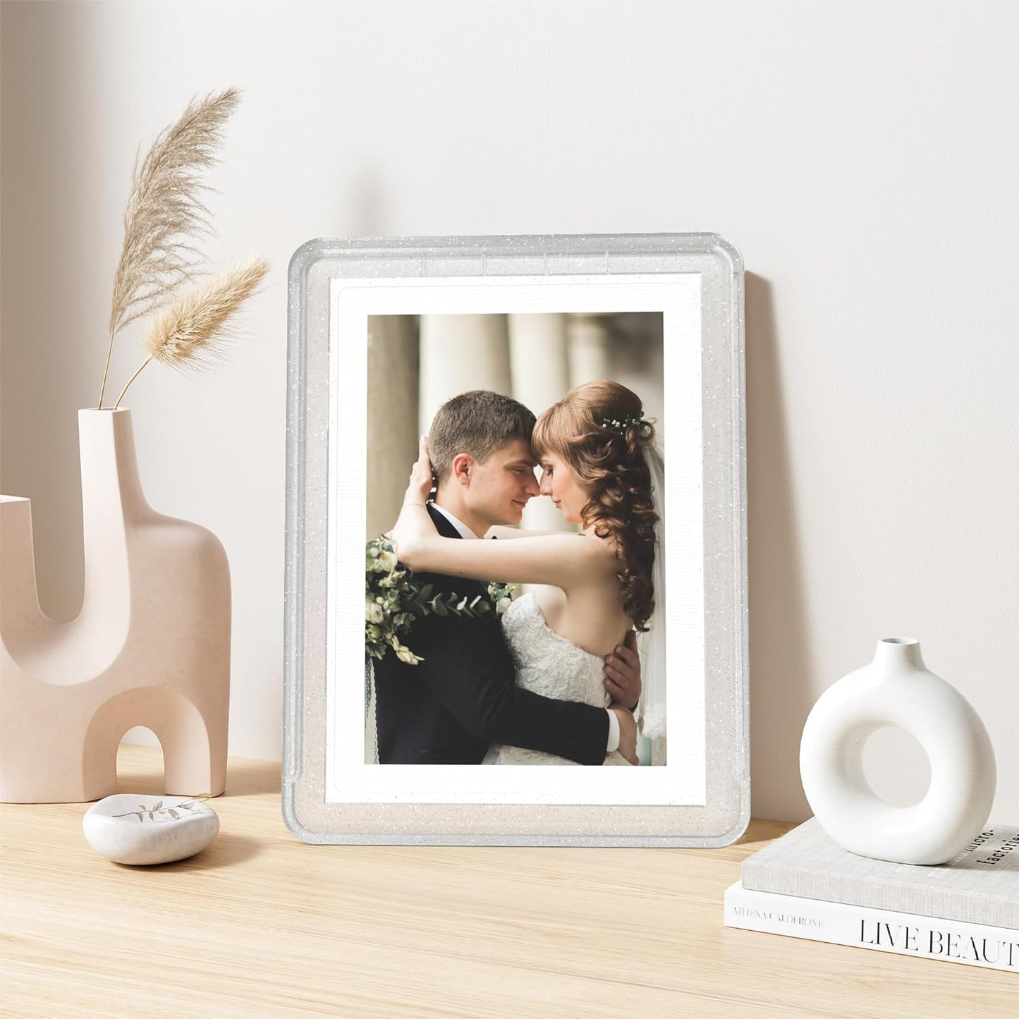 Crystal 5x7 Picture Frame with Acrylic Front 1 Pack, ABS Frame for 5x7 or 4x6 Photos, Shatterproof UV-Resistant Tabletop Photo Frame, Vertical/Horizontal Display for Home Décor