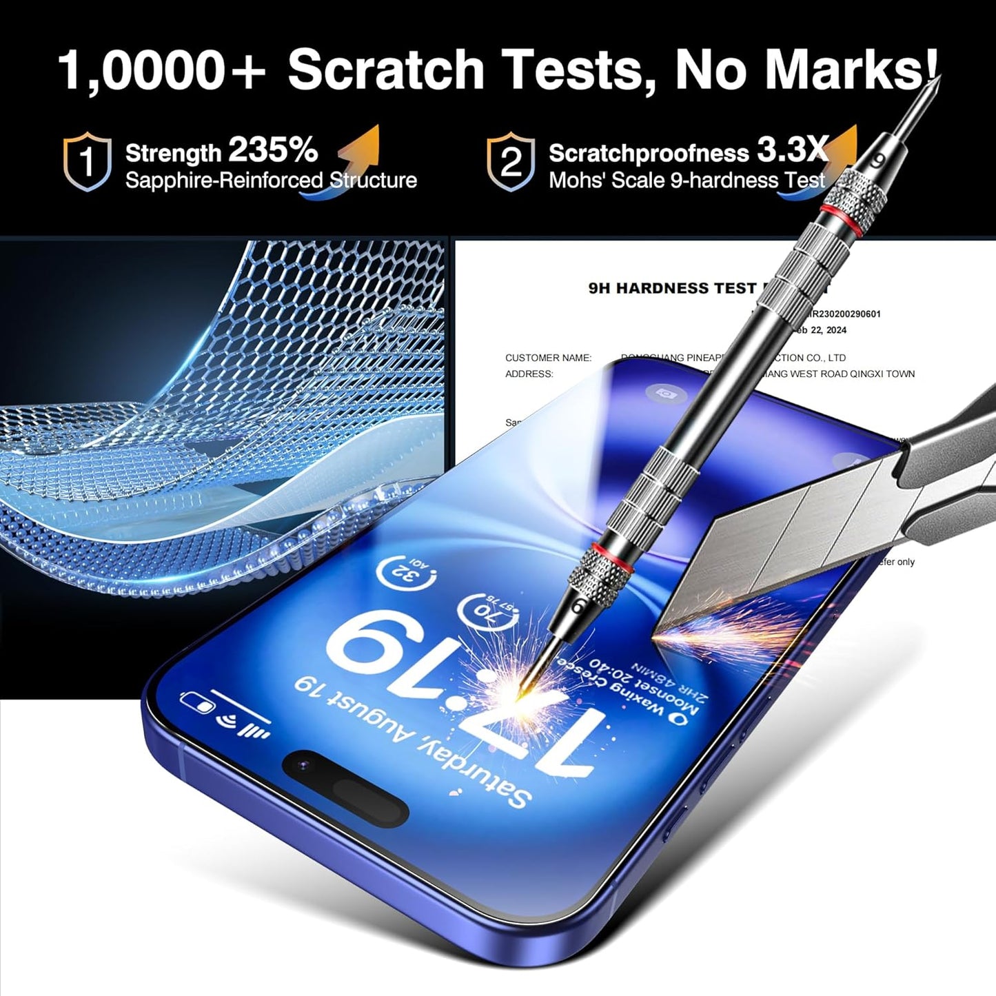EZ-GLAZ- 4 Pack for iPhone 16 Plus Screen Protector [6.7"] With 2 Pack Camera Lens Protector, 9H+ Hardness 12FT Military Grade Shatterproof Scratch Resistant Durable Tempered Glass Film with Flawless Fit Kit, HD Clear