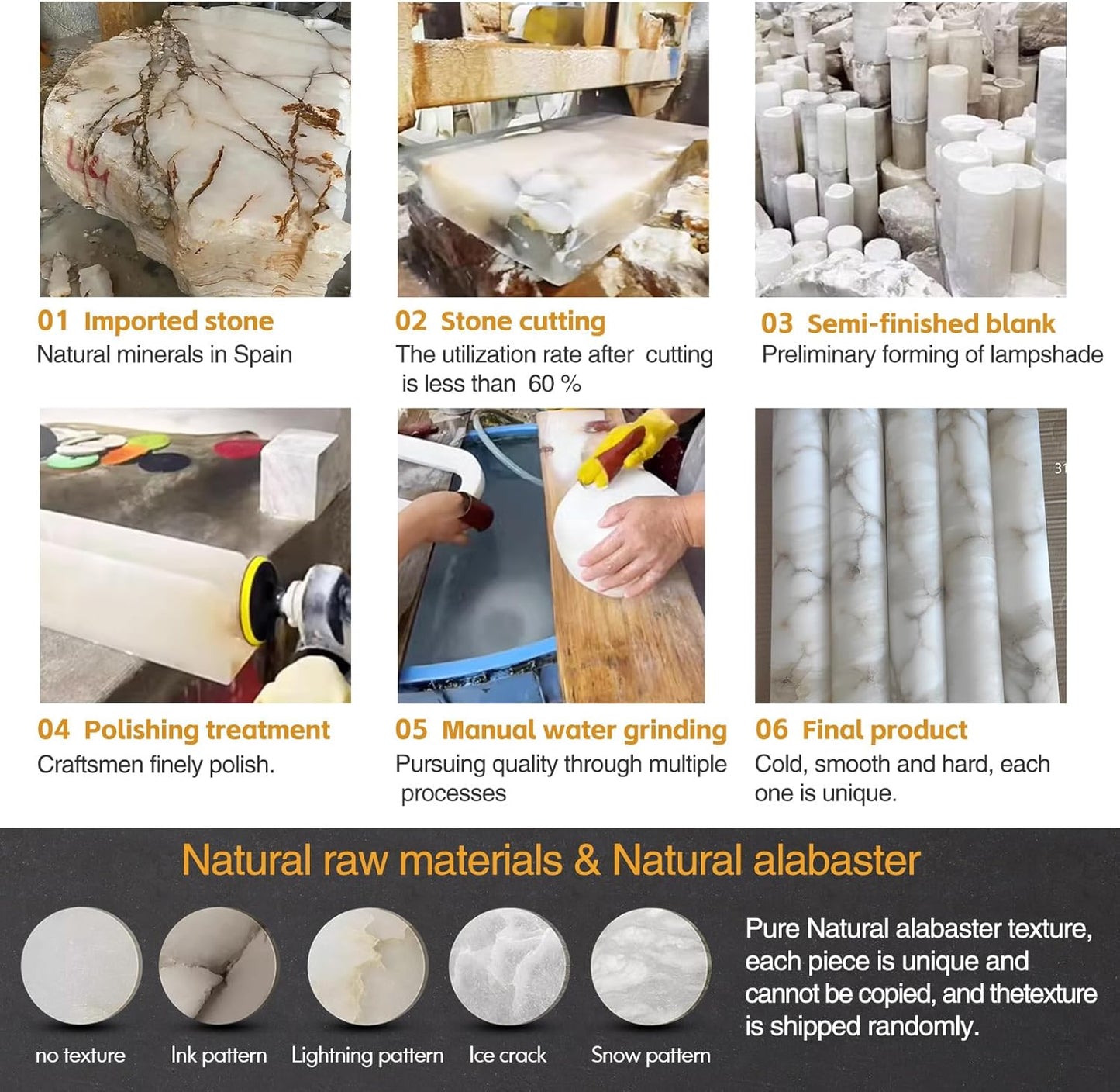 LMQNINE Natural Alabaster Wall Sconces Spanish Marble Wall Light Cylinder Modern Gold LED Sconce for Living Room Bedroom Bathroom Stairs（L-1Pack）