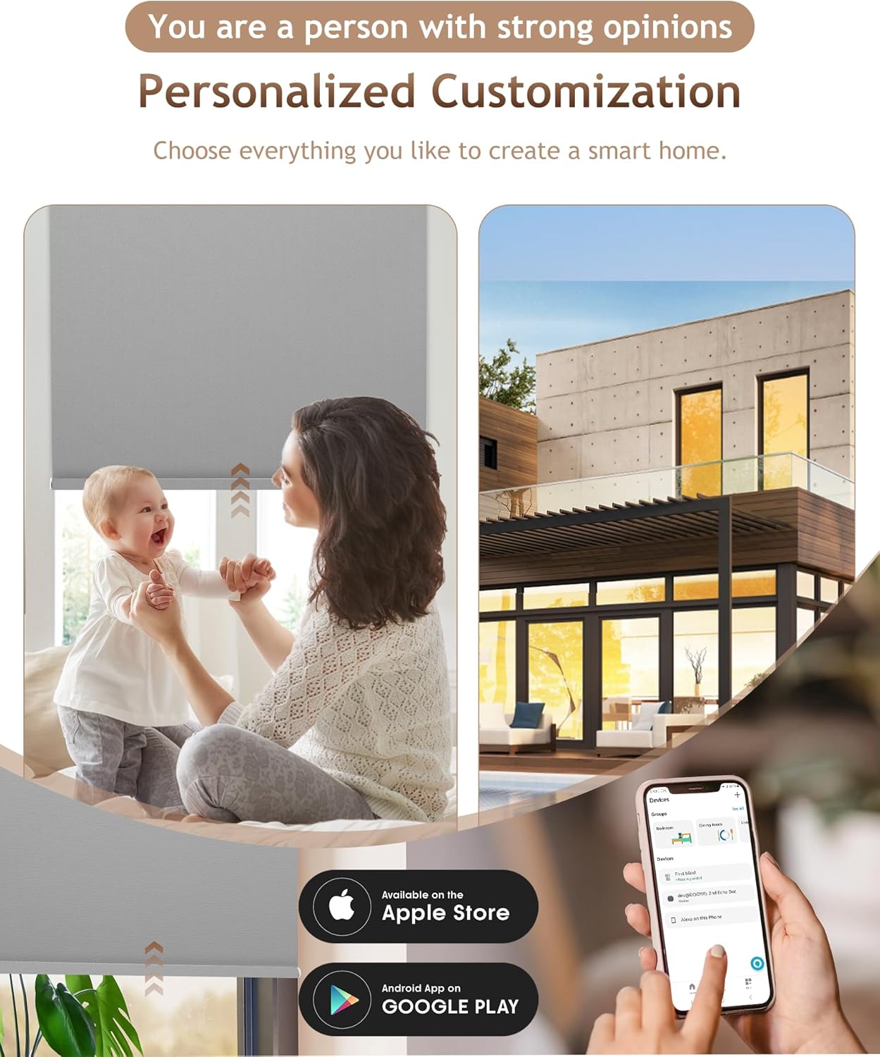 Kincmo Motorized Blinds with Remote,100% Blackout Motorized Roller Shades Work with Apple Homekit,Alexa,Google, Custom Electric Blinds with App,Voice Control (Pure Grey)