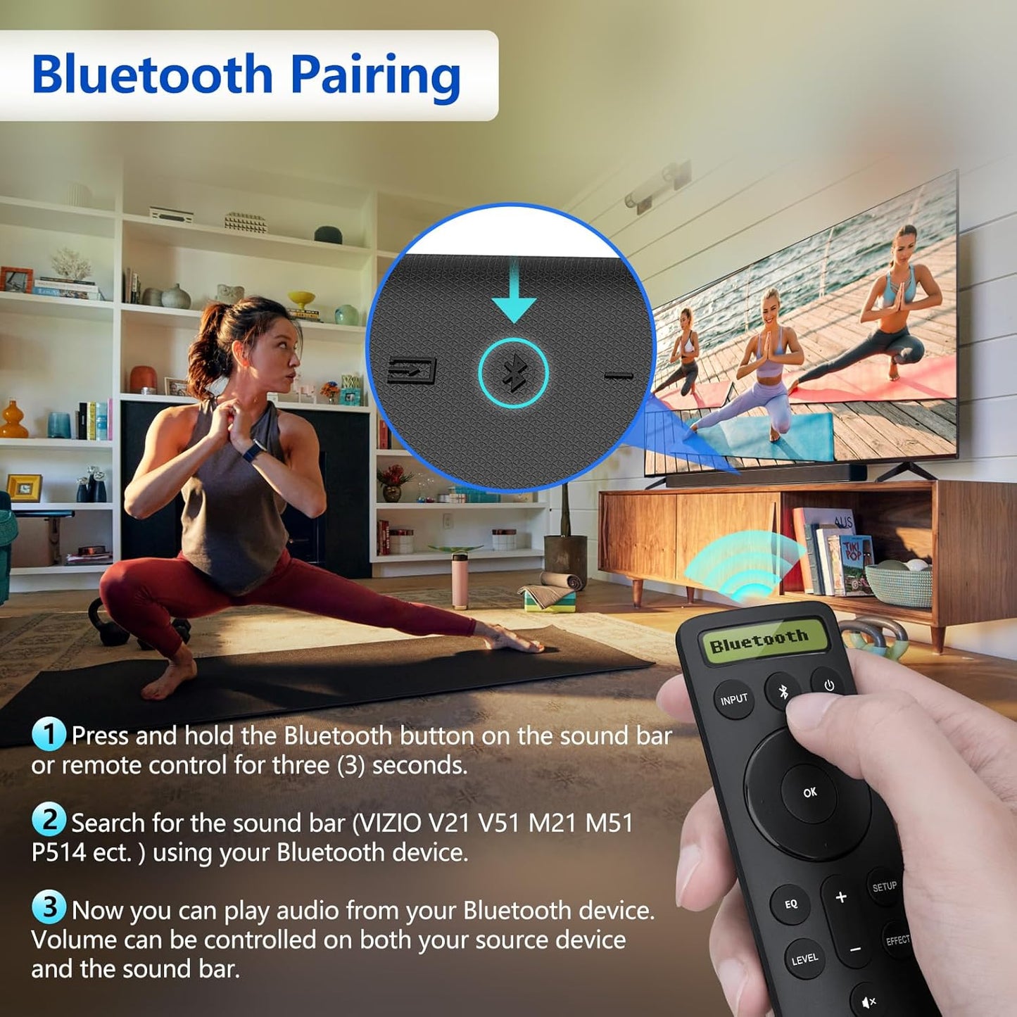 for VIZIO-Soundbar-Remote-Replacement，Backlit Display Remote for Home Theater Sound Bar，D21-H D51-H D512-H for VIZIO M/V/P Series Home Audio Sound System